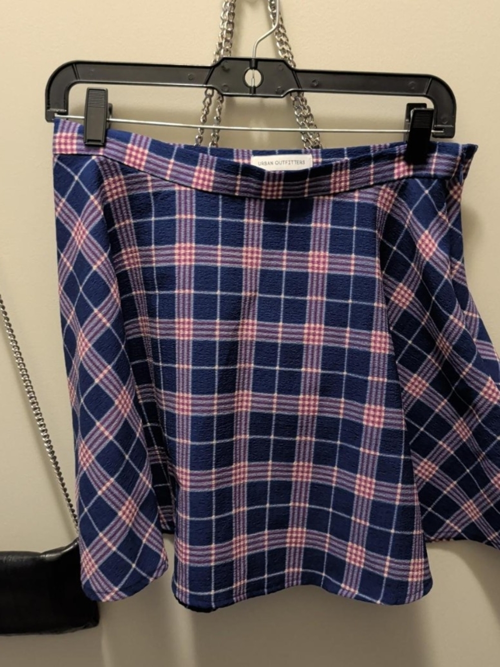 Urban Outfitters Navy & Pink Plaid Mini Skirt